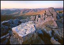 Pile of rectangular shape rocks on Black Rock summit, late afternoon. Shenandoah National Park, Virginia, USA. (color)