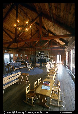 Main guest  hall of Shenandoah Lodge. Shenandoah National Park, Virginia, USA.