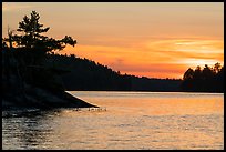 Sunset, Grassy Bay, Sand Point Lake. Voyageurs National Park ( color)