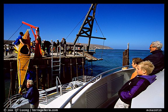 Loading  Island Packers boat, Santa Rosa Island. Channel Islands National Park, California, USA.