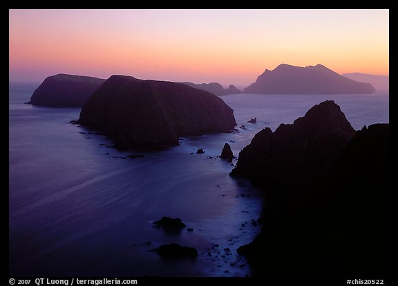 Sunset over island chain, Anacapa Island. Channel Islands National Park, California, USA.
