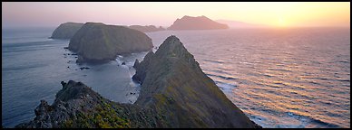 Spring sunset over ocean and islands, Anacapa Island. Channel Islands National Park (Panoramic color)