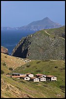 National Park Service housings, Santa Cruz Island. Channel Islands National Park, California, USA. (color)