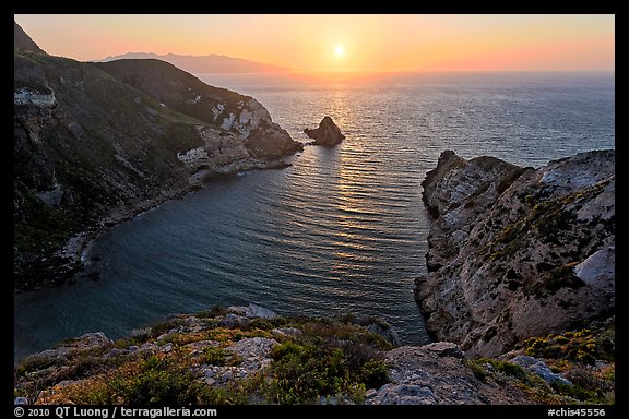 Potato Harbor cove at sunset, Santa Cruz Island. Channel Islands National Park (color)