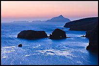 Rocks and Anacapa Islands a dawn, Santa Cruz Island. Channel Islands National Park, California, USA. (color)