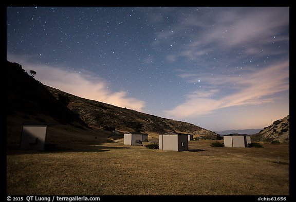 Campground at night, Santa Rosa Island. Channel Islands National Park, California, USA.