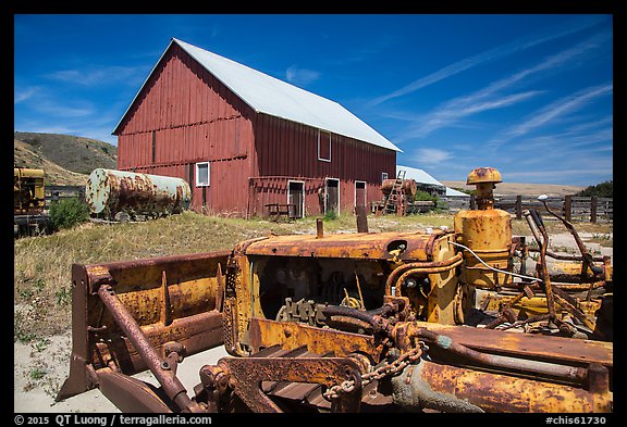 Agricultural machines and barns, Santa Rosa Island. Channel Islands National Park (color)