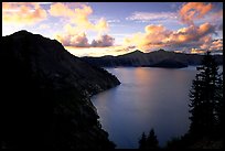 Clouds and lake from Sun Notch, sunset. Crater Lake National Park, Oregon, USA. (color)