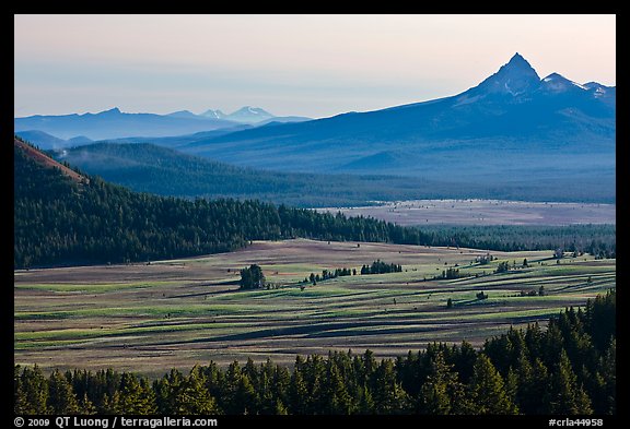 Meadows and Mt Bailey in the distance. Crater Lake National Park, Oregon, USA.