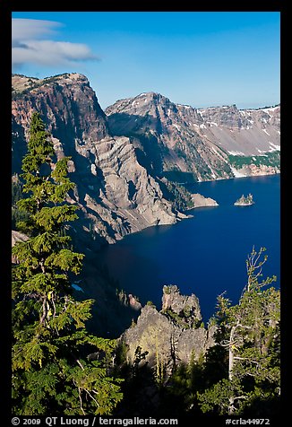 Dutton Cliff and lake. Crater Lake National Park (color)