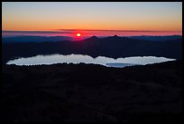 Wide view from Mount Scott of sun setting over Crater Lake. Crater Lake National Park ( color)