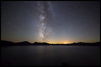 Milky Way and Crater Lake with setting moon. Crater Lake National Park ( color)