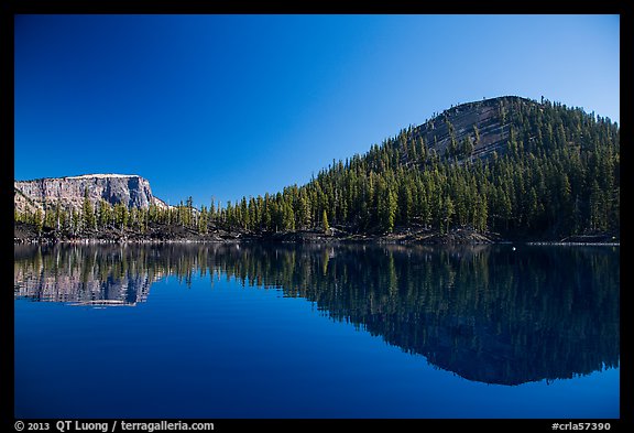 Reflections of Wizard Island and Llao Rock. Crater Lake National Park (color)