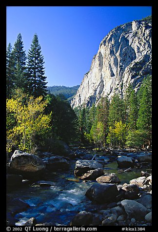 Kings River and cliffs in Cedar Grove. Kings Canyon National Park (color)