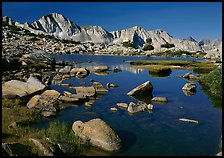Mt Giraud reflected in a lake in Dusy Basin, morning. Kings Canyon National Park ( color)