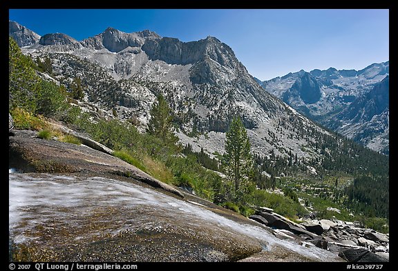 Waterfall plunging towards Le Conte Canyon. Kings Canyon National Park (color)