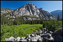 Zumwalt Meadow and North Dome in spring. Kings Canyon National Park, California, USA. (color)