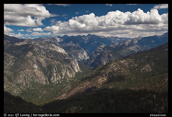 Cedar Grove Valley view and clouds. Kings Canyon National Park, California, USA.