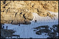 Hikers crossing a steep snowfield, Kings Canyon National Park. California ( color)