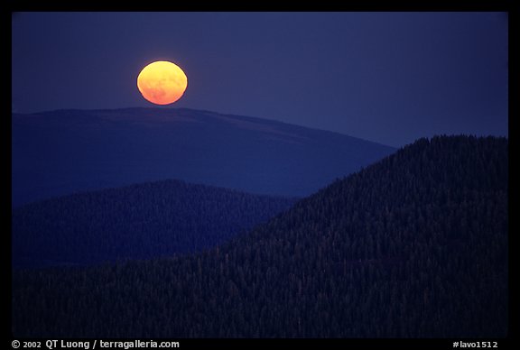 Moonrise from Prospect Peak. Lassen Volcanic National Park, California, USA.