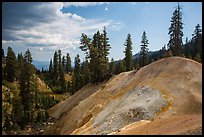 Hill with mineral deposits, Sulphur Works. Lassen Volcanic National Park, California, USA.
