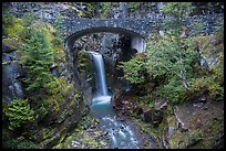 Road bridge and Christine Falls. Mount Rainier National Park, Washington, USA.