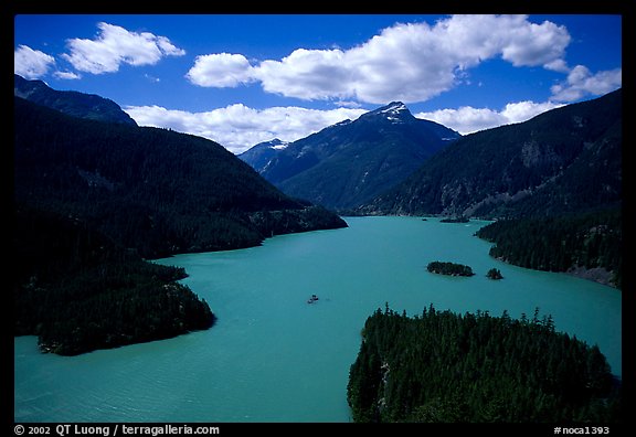 Turquoise waters in Diablo lake. North Cascades National Park, Washington, USA.