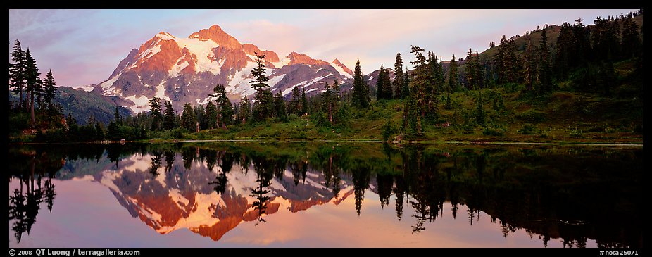 Miror reflection of Mount Shuksan. North Cascades National Park (color)