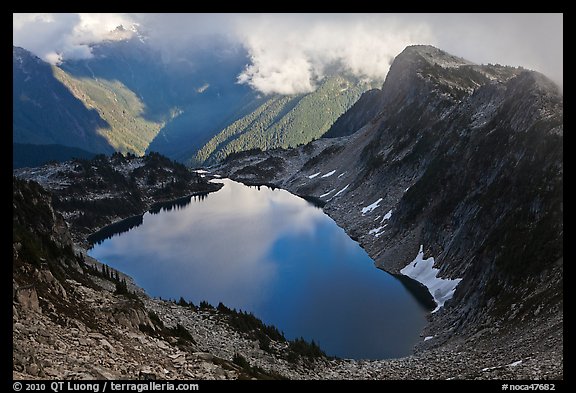 Hidden Lake and clouds, North Cascades National Park.  (color)