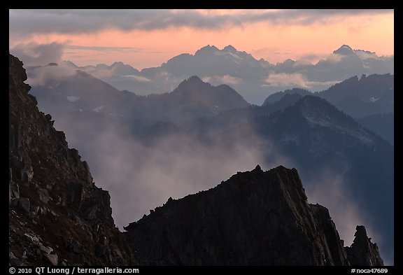 Receding mountain ridges, North Cascades National Park.  (color)