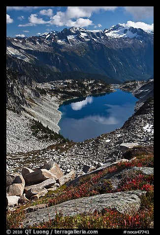 Forbidden, Boston, and Sahale Peak above Hidden Lake, North Cascades National Park.  (color)