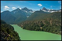 Diablo Lake with green waters, morning,  North Cascades National Park Service Complex.  ( color)