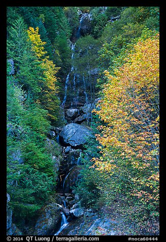 Waterfall in autumn, North Cascades National Park Service Complex.  (color)