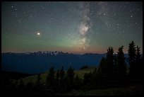 Milky Way over Olympic Mountains. Olympic National Park, Washington, USA.