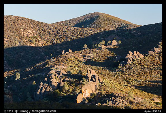 Rolling Gabilan Mountains with rocks and chaparral. Pinnacles National Park (color)