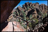 Trail passing under overhanging rock. Pinnacles National Park, California, USA. (color)