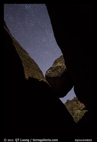Sky with stars above Balconies Cave. Pinnacles National Park (color)
