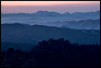 High Peaks and Gabilan Mountains ridges at sunset. Pinnacles National Park, California, USA. (color)