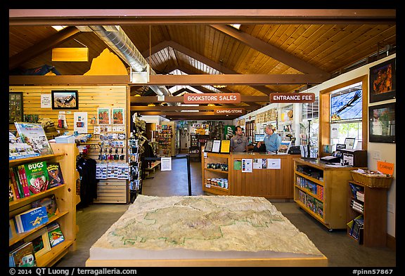 Inside Pinnacles Visitor Center and camping store. Pinnacles National Park, California, USA.