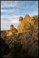 Rock towers and cirrocumulus clouds. Pinnacles National Park ( color)