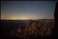 Square Block group of pinnacles at night. Pinnacles National Park, California, USA.