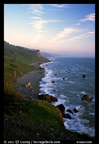 Coast from High Bluff overlook, sunset. Redwood National Park, California, USA.