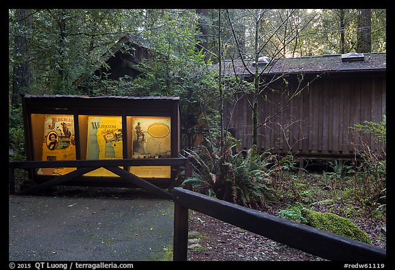 Exhibit and visitor center, Jedediah Smith Redwoods State Park. Redwood National Park (color)