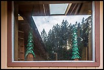Redwood forest, Hiouchi Information center window reflexion. Redwood National Park ( color)