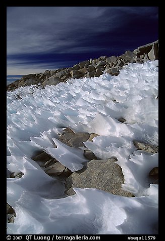 Wind-blown snow near  summit of Mt Whitney. Sequoia National Park (color)