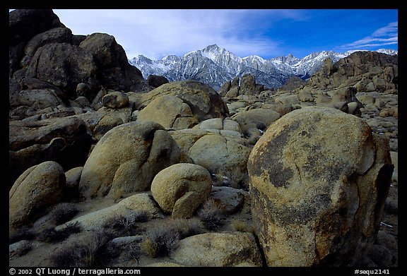 Alabama hills and Sierras, winter morning. Sequoia National Park, California, USA.