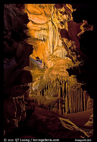 Subterranean passage with ornate cave formations, Crystal Cave. Sequoia National Park, California, USA.