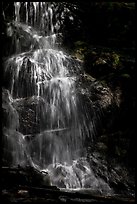 Waterfall with water shining in spot of sunlight, Cascade Creek. Sequoia National Park, California, USA.