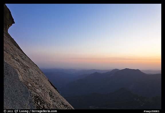 Moro Rock profile and foothills at sunset. Sequoia National Park, California, USA.