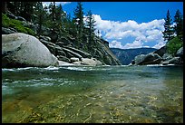 Yosemite Creek at the brink of Yosemite Falls. Yosemite National Park, California, USA. (color)